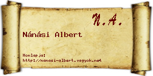Nánási Albert névjegykártya