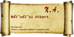 Nánási Albert névjegykártya